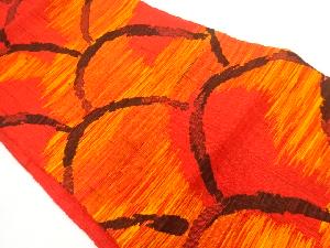 リサイクル　手織り紬青海波模様織り出し名古屋帯